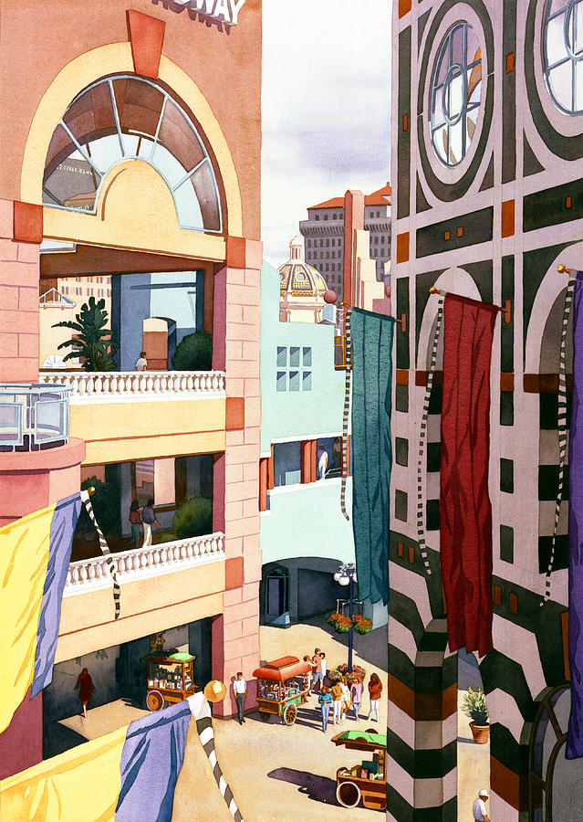 Horton Plaza San Diego Painting by Mary Helmreich