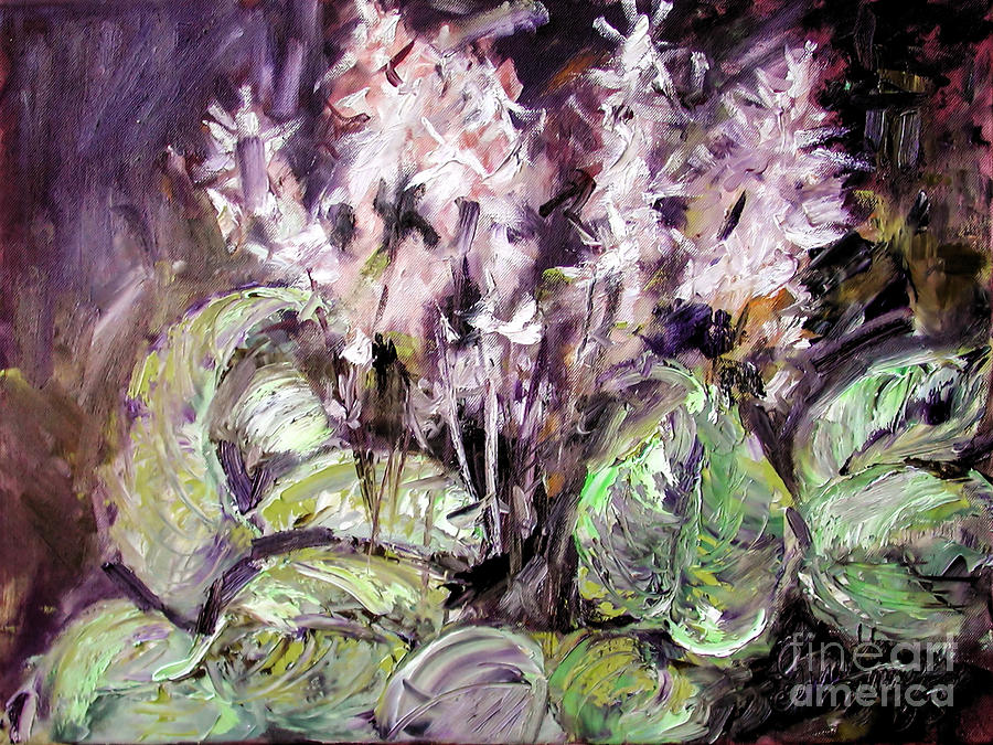 Hostas Oil Painting Painting by Ginette Callaway