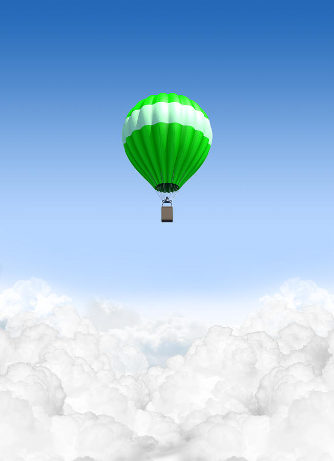 Transportation Digital Art - Hot Air Balloon Above The Clouds by Allan Swart