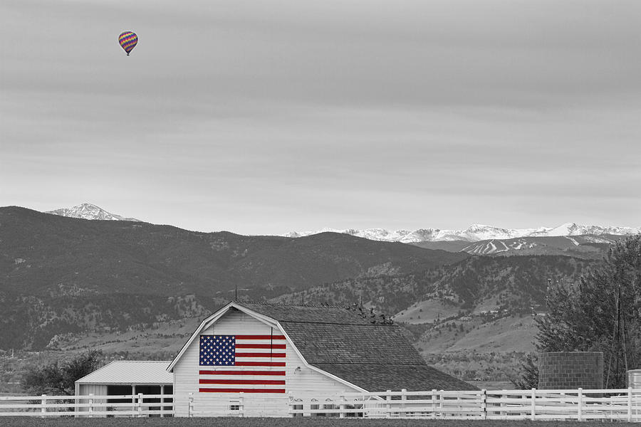 Hot Air Balloon Boulder Flag Barn and Eldora BWSC Photograph by James BO Insogna