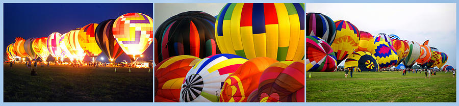 Hot Air Balloon Festival 3 Panel Composite Photograph by Thomas Woolworth