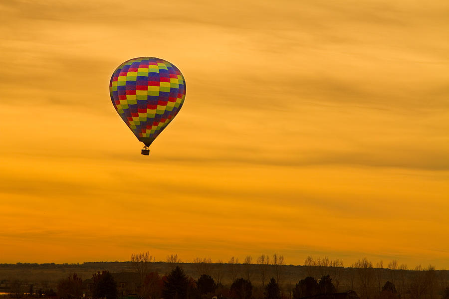 Hot Air Balloon in The Golden Sky Photograph by James BO Insogna
