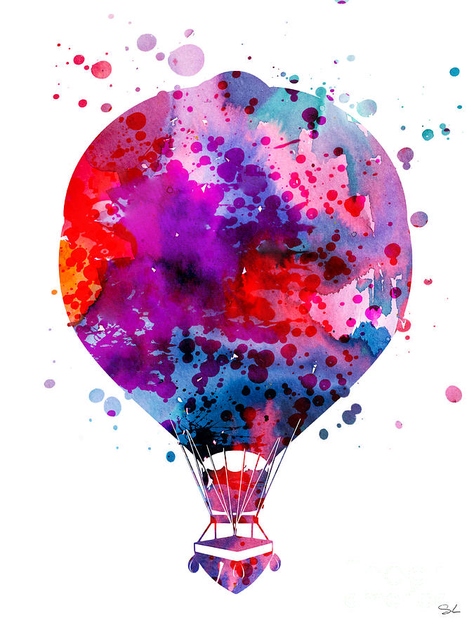 Hot Air Balloon Painting by Watercolor Girl