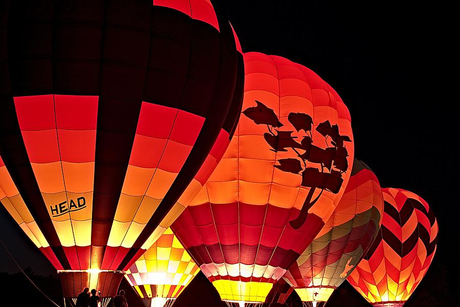 Hot Air Balloon Night Glow Photograph by Jeff Sinon