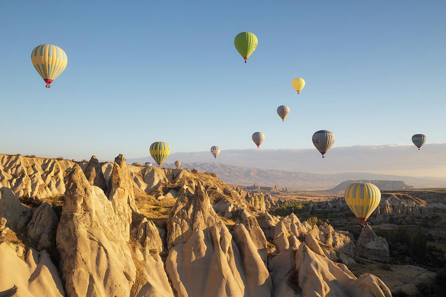 Hot Air Balloons At Dawn, Cappadocia Photograph by David Clapp Hot Air Balloons At Dawn, Cappadocia Photograph by David Clapp