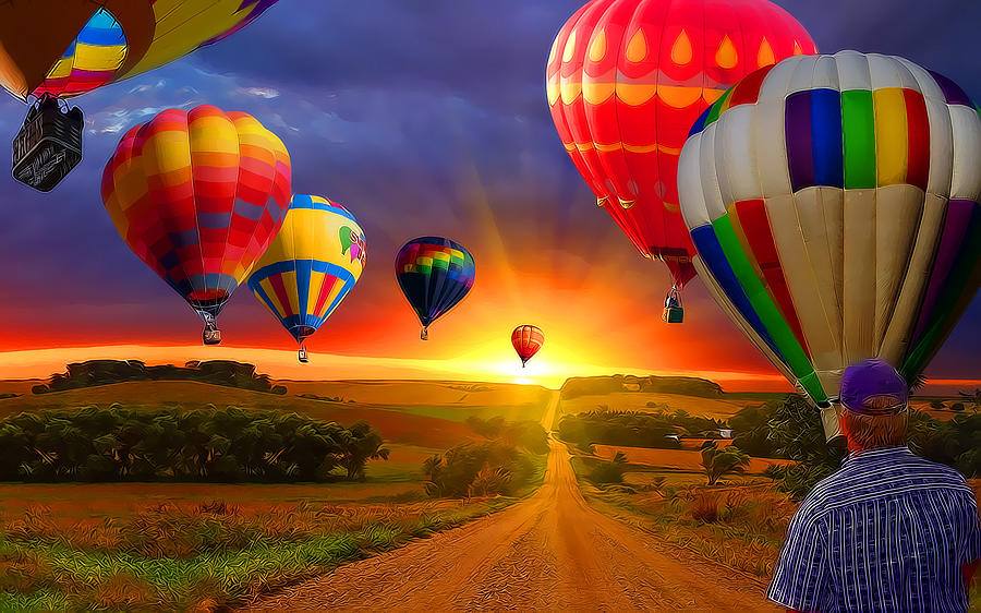 Sunset Photograph - Hot Air Balloons by John Vito Figorito