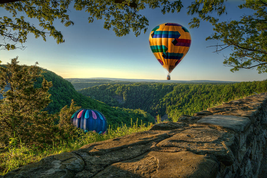 Letchworth State Park Photograph - Hot Air Balloons over Letchworth Park by Joe Granita