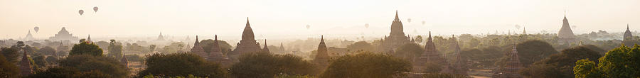 Architecture Photograph - Hot Air Balloons Rise Above The Ancient by Panoramic Images