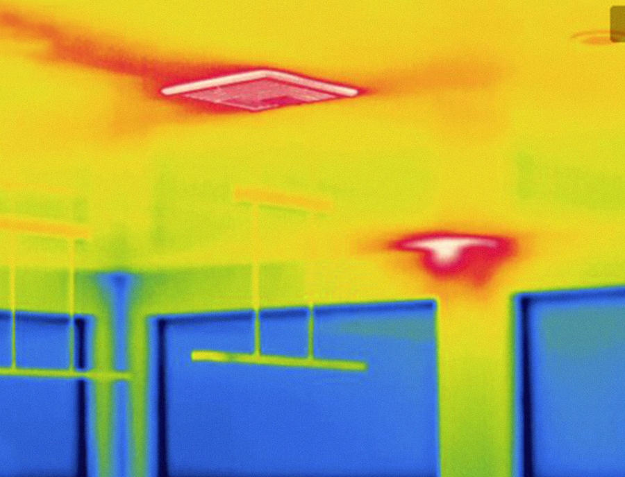 Hot Air Heat Ceiling Vent, Thermogram Photograph by Science Stock Photography