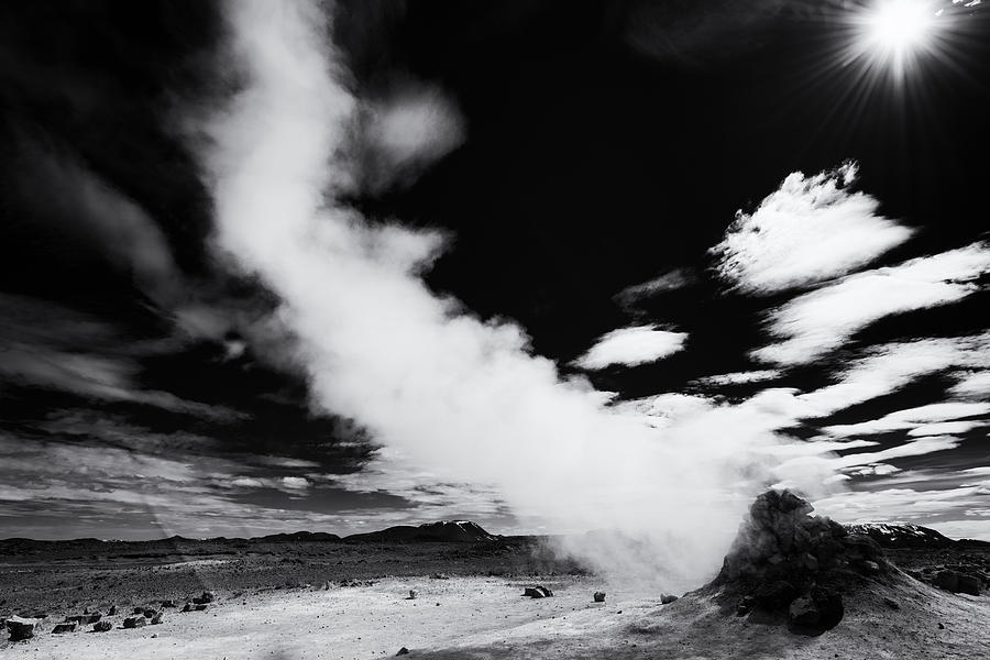 Hot and steaming Iceland black and white Photograph by Matthias Hauser