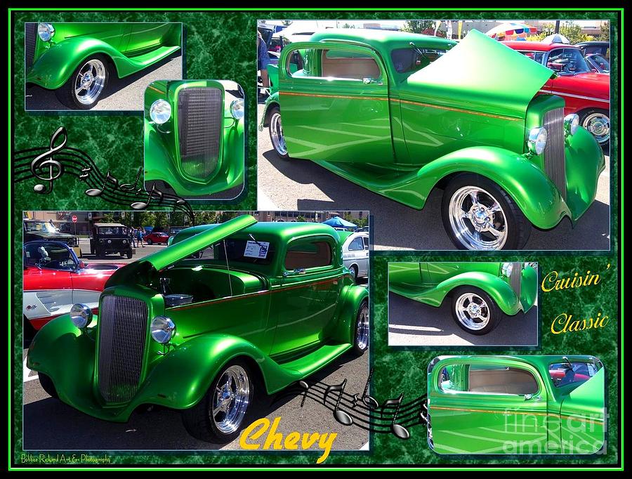 Chevy Photograph - Hot Apple Green Chevy Collage by Bobbee Rickard