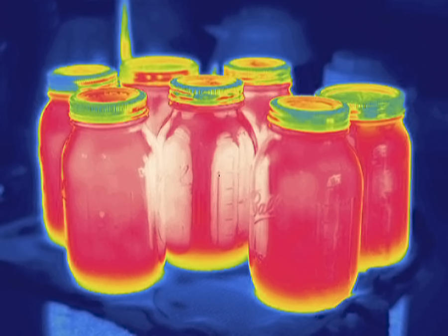 Hot Canning Jars, Thermogram Photograph by Science Stock Photography