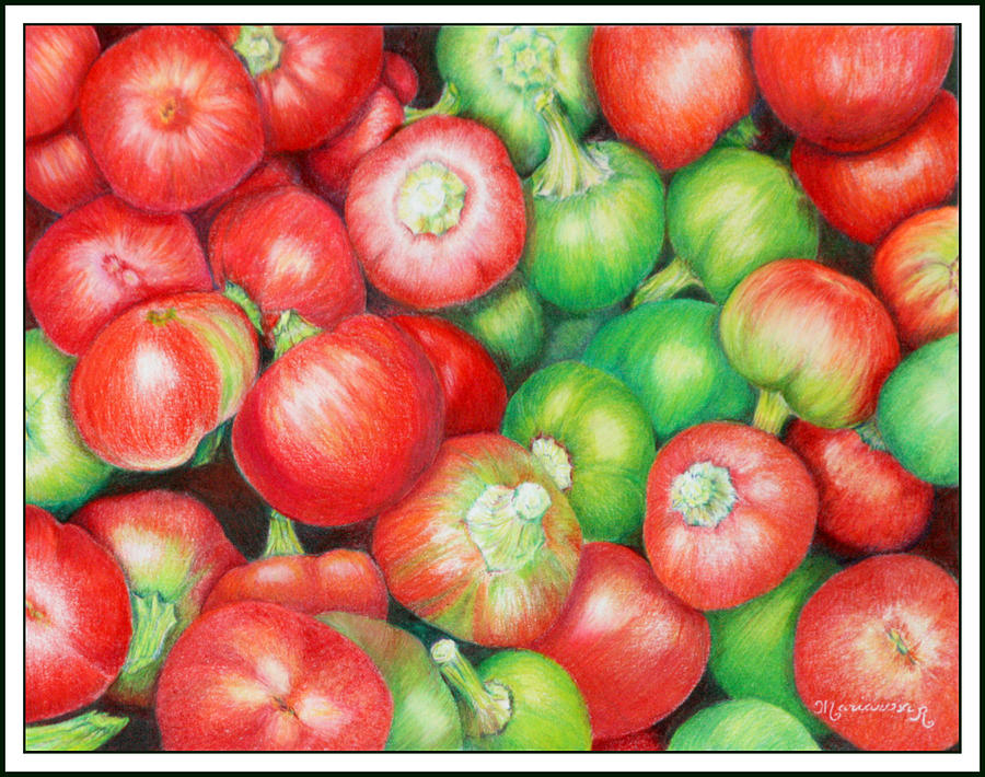 Hot Cherry Peppers Painting by Mariarosa Rockefeller