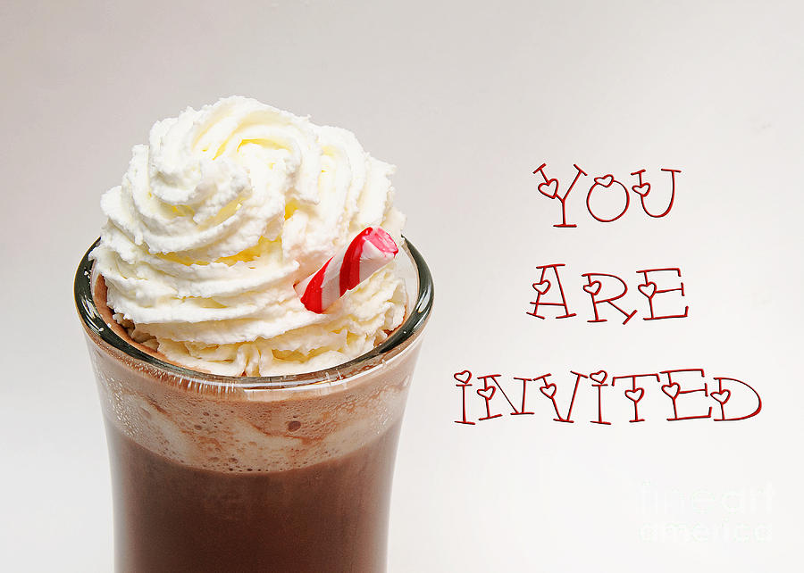 Chocolate Still Life Photograph - Hot Chocolate And Whipped Cream Invitation by Andee Design