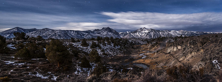 Mountain Photograph - Hot Creek at Night by Cat Connor