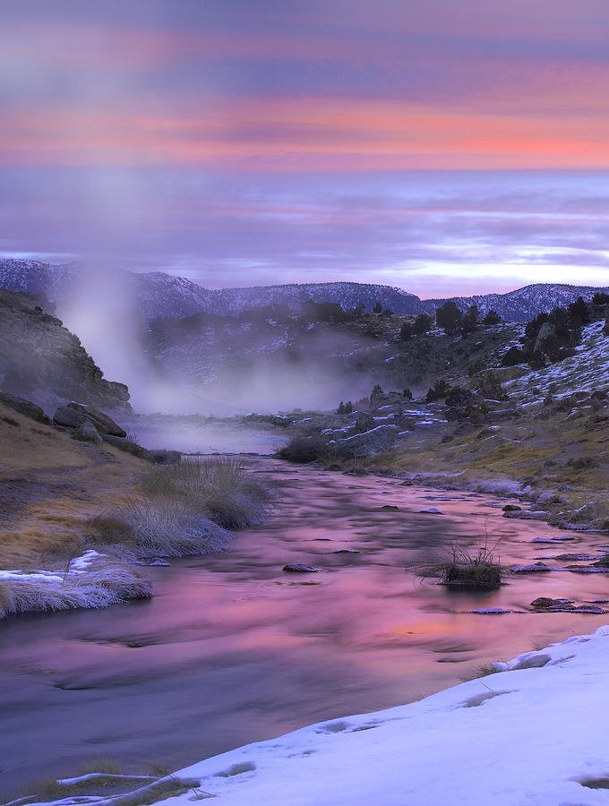 Hot Creek At Sunset Mammoth Lakes Photograph by Tim Fitzharris