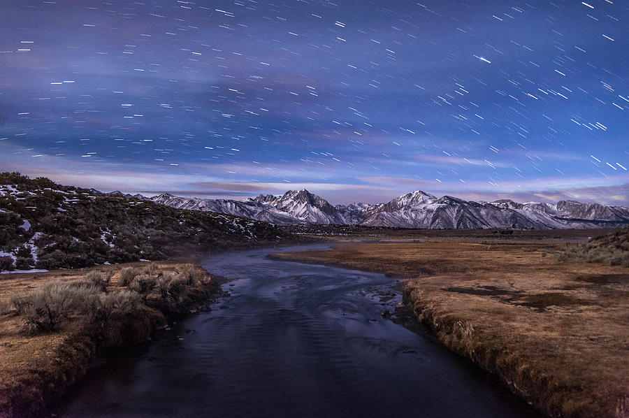 Mountain Photograph - Hot Creek Star Trails by Cat Connor