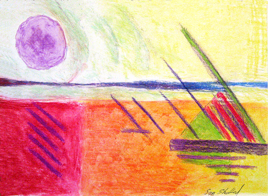 Abstract Drawing - Hot Day at the Shore by Sam Shacked