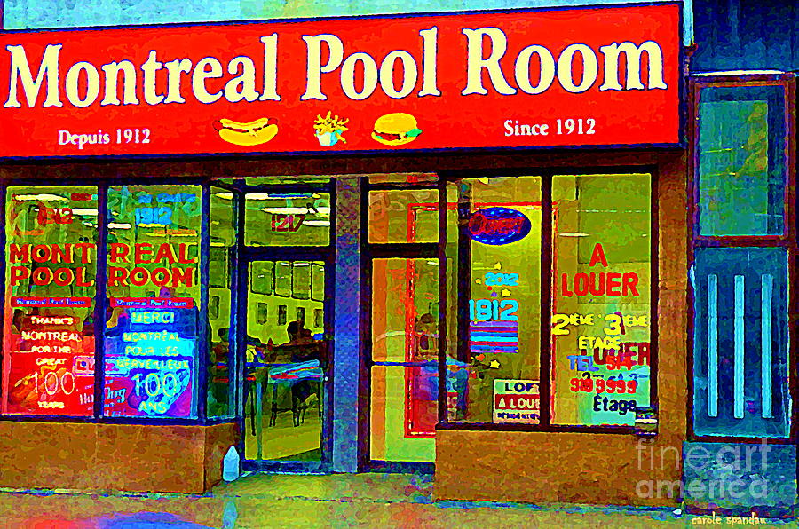 Hot Dogs Et Frites Montreal Pool Room Famous Hot Dog Shrine Urban Eateries Fast Food Scenes Cspandau Painting by Carole Spandau