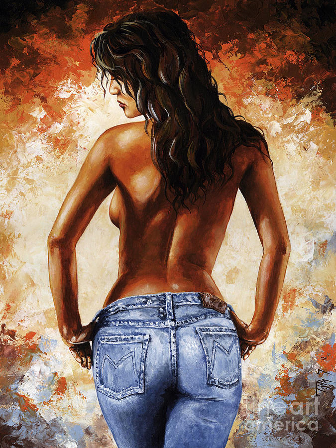 Hot Jeans 02 blue Painting by Emerico Imre Toth