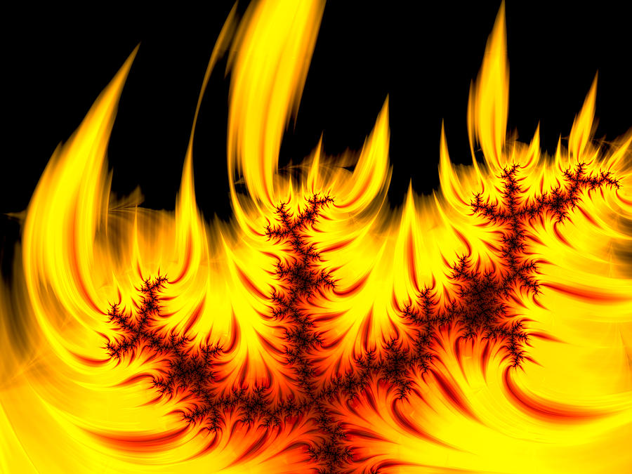 Hot orange and yellow fractal fire Digital Art by Matthias Hauser