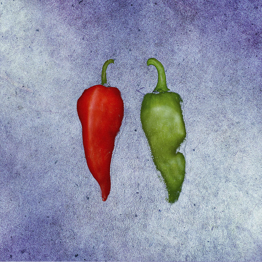 Hot Peppers on Washed Background Drawing by Jeff Venier