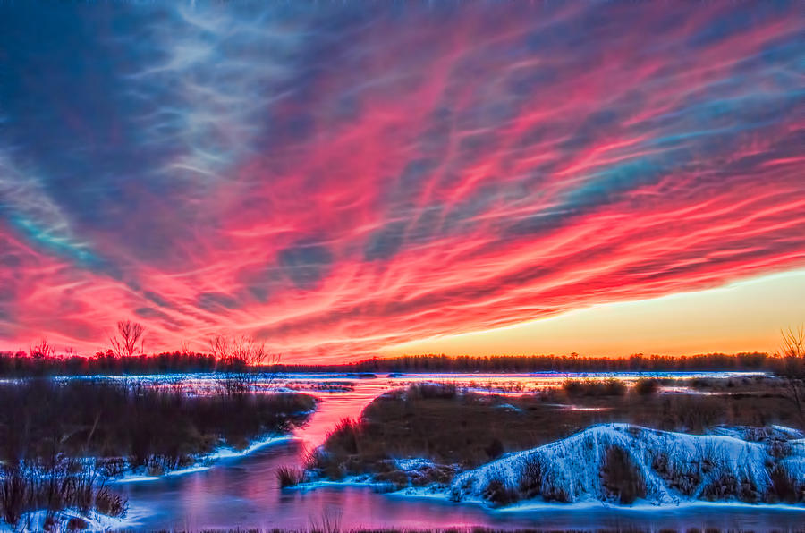 Hot Pink Frozen Sunset Photograph by Beth Sawickie
