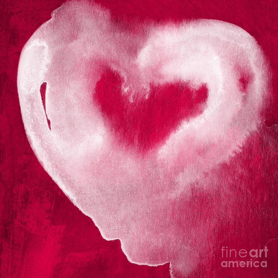 Hot Pink Heart Mixed Media by Linda Woods