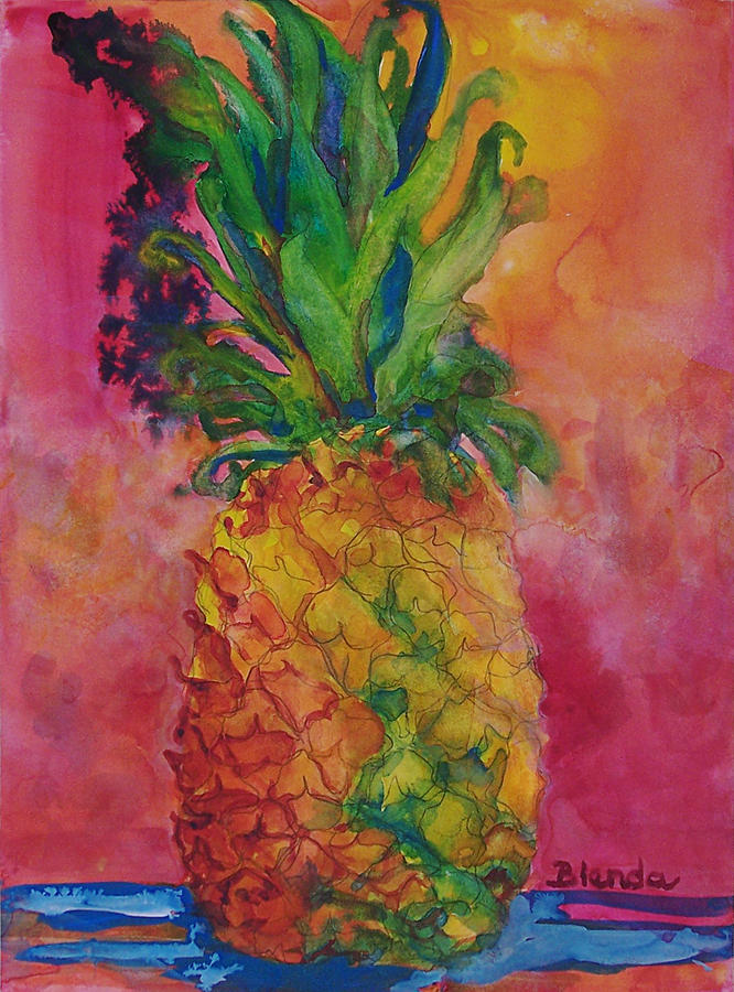 Pink Pineapple  Painting by Blenda Studio