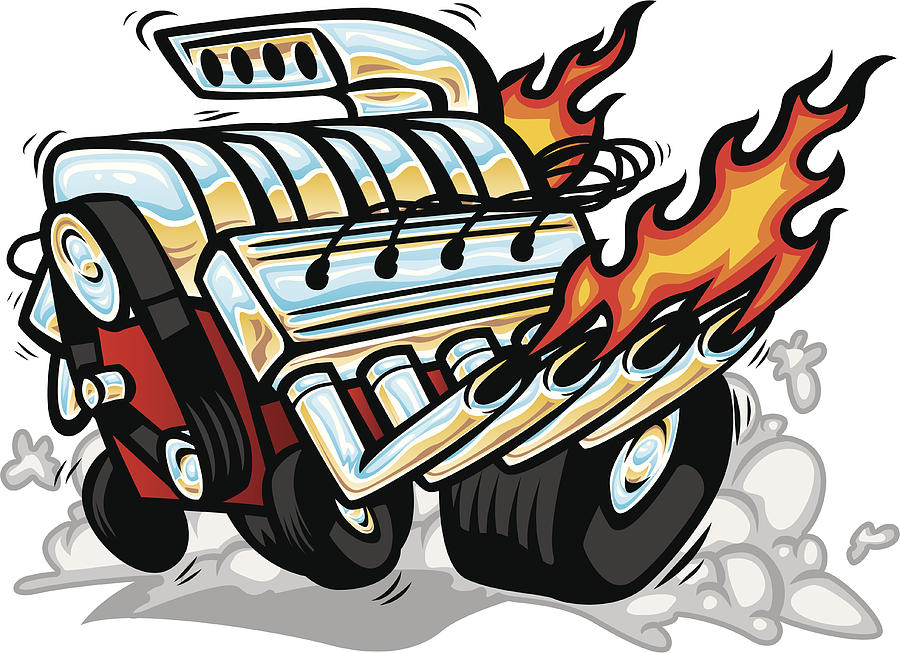 Hot Rod Motor Drawing by Big_Ryan