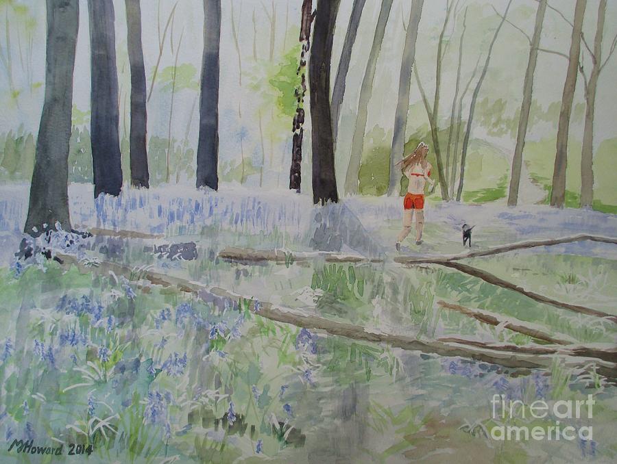 Hot Spring Bluebell Jogger Painting by Martin Howard