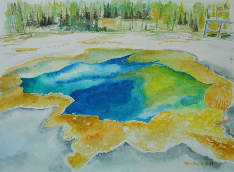 Hot springs Yellowstone SOLD Painting by Geeta Yerra