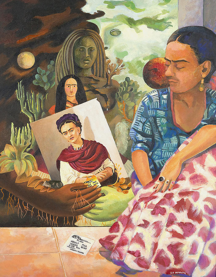 Hot Ticket Frida Kahlo Meta Portrait Painting by Susan McNally