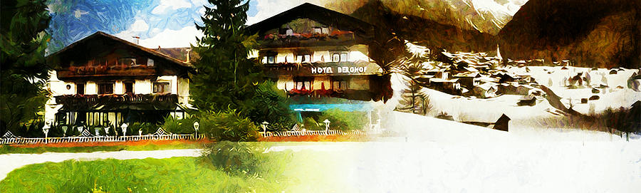 Summer Painting - Hotel Berghof in Neustift by Jolande Gerritsen