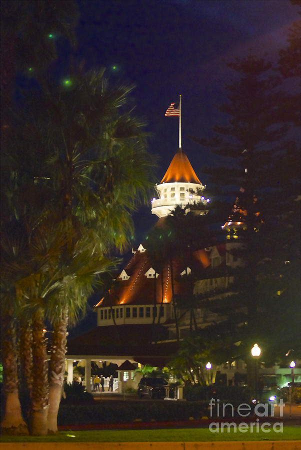 Hotel Del Coronado At Night Photograph by Claudia Ellis