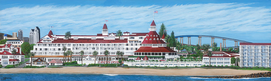 Hotel Del Coronado Painting - Hotel Del Coronado Sail By by Robert Bradshaw