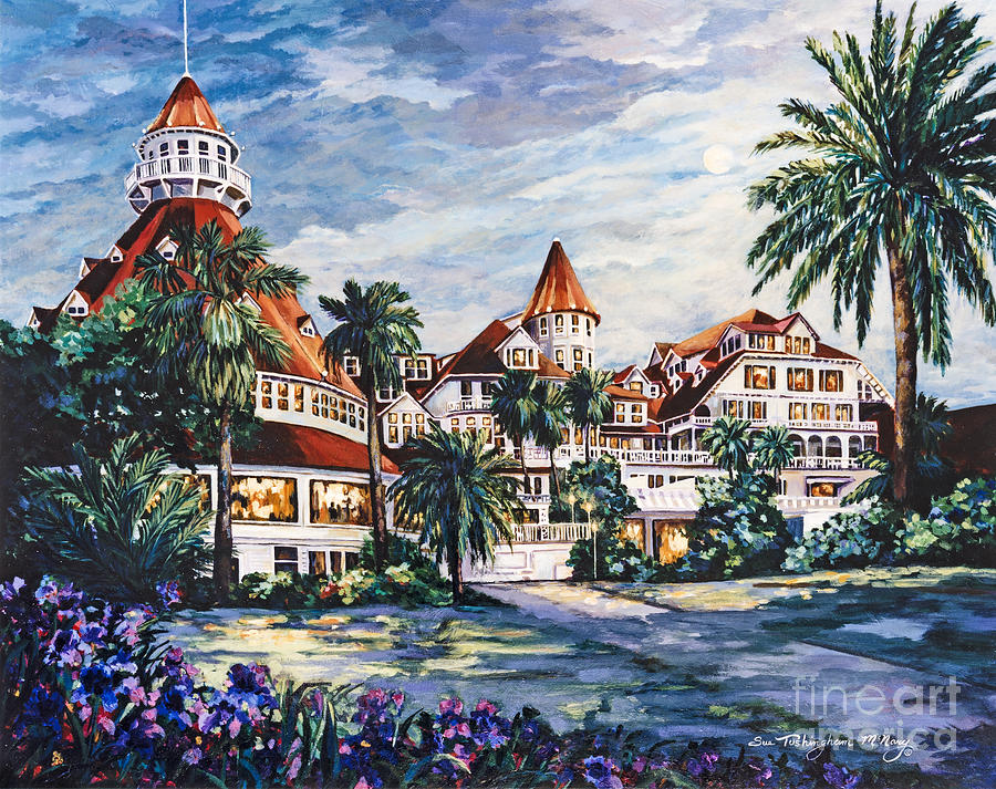 Hotel Del In The Moonlight Painting by Glenn McNary