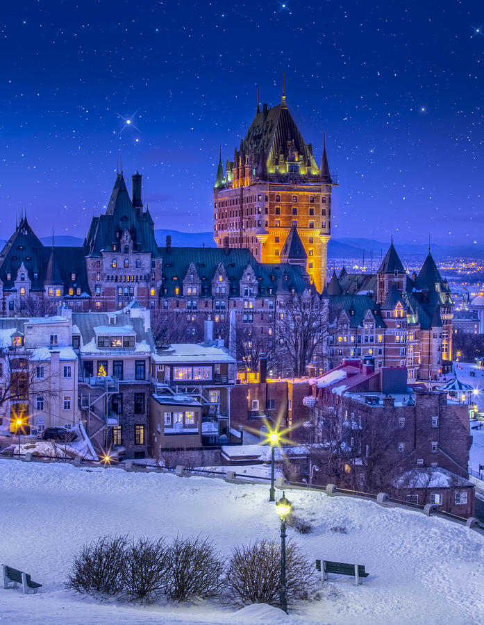 Hotel Frontenac under starry sky Photograph by Boris HD Photography ...