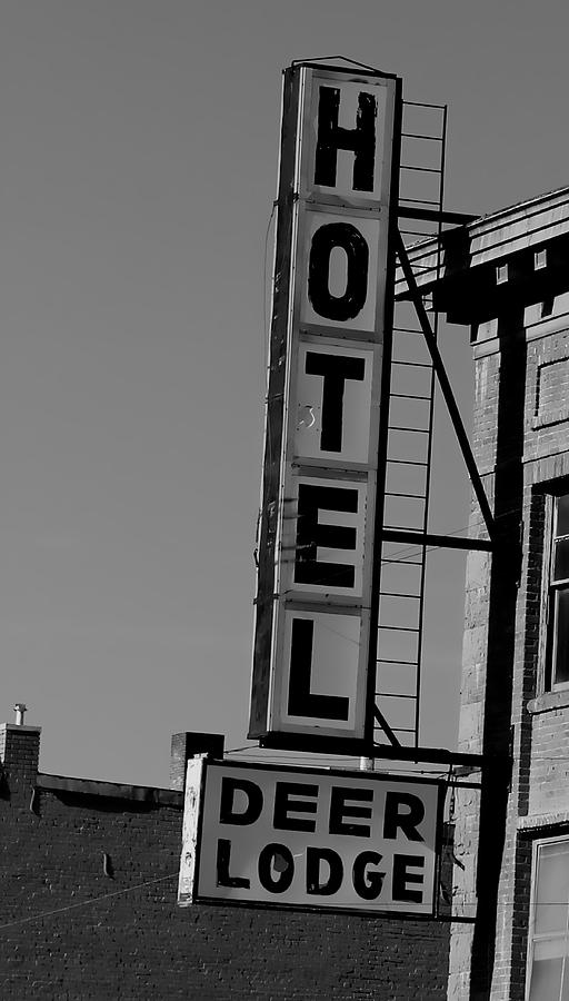 Hotel in Deer Lodge Montana Black and White Photograph by Cathy Anderson