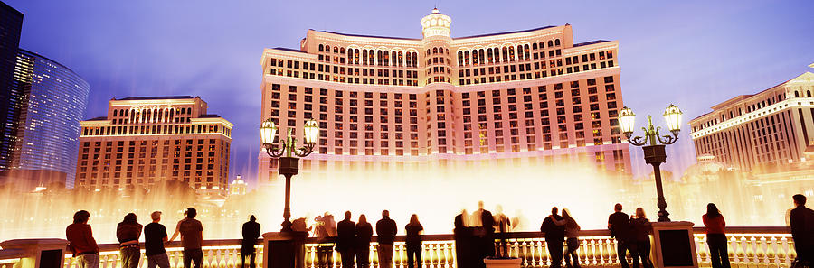 Hotel Lit Up At Night, Bellagio Resort Photograph by Panoramic Images