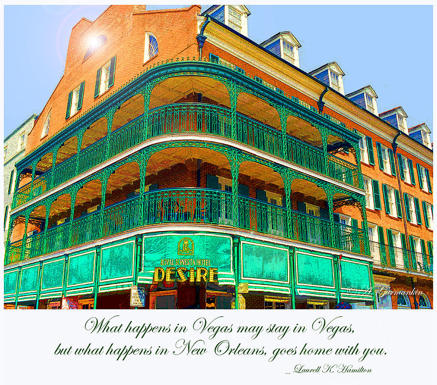 Hotel on Bourbon Street New Orleans Louisiana Digital Art by A Macarthur Gurmankin