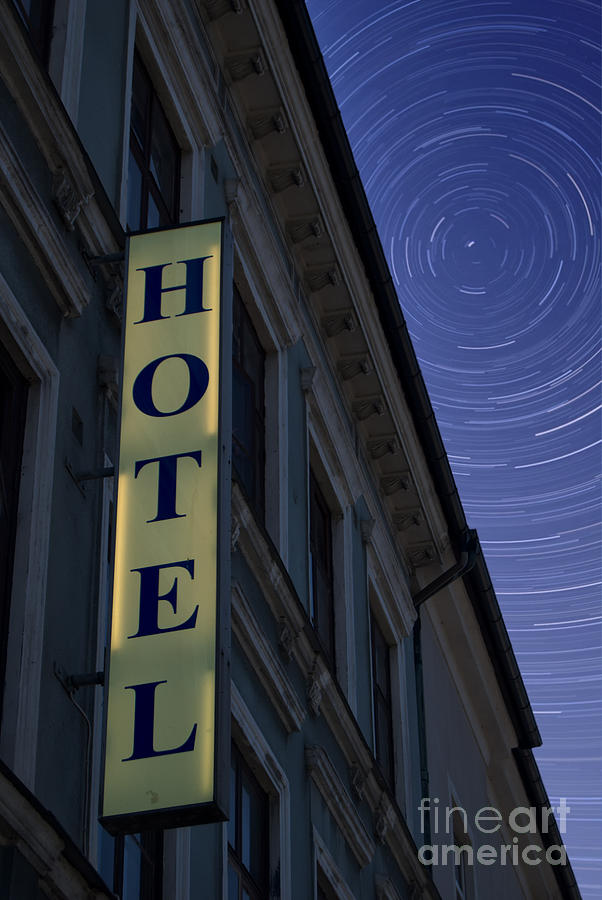 Hotel Sign At Night Photograph by Antony McAulay