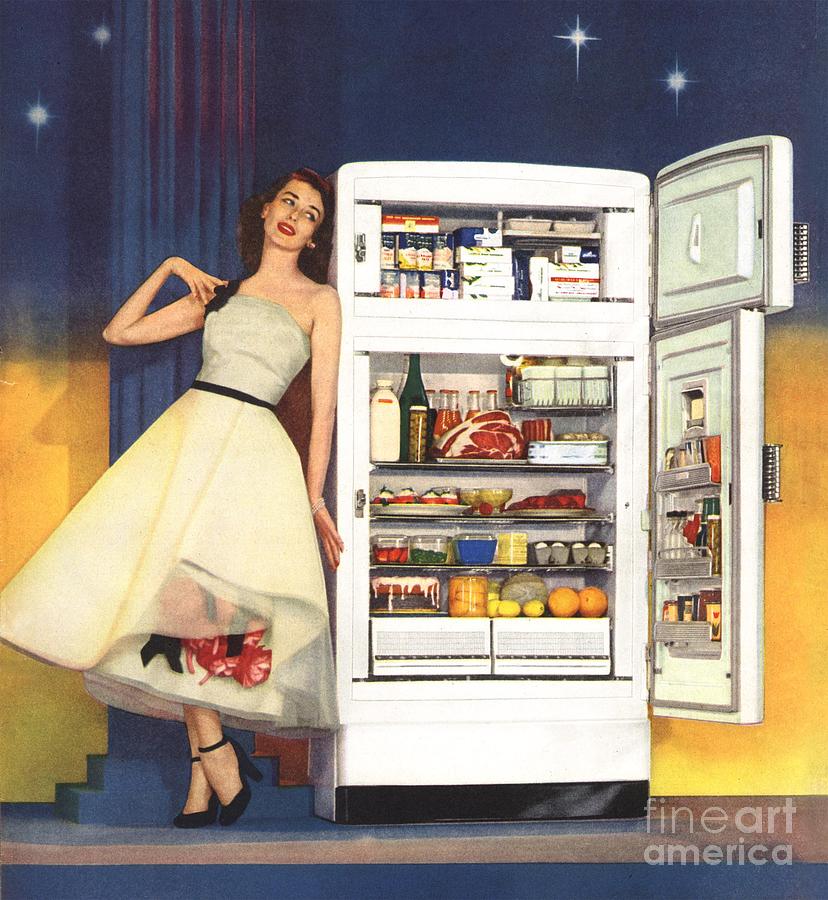 Appliance Drawing - Hotpoint 1951 1950s Usa Fridges by The Advertising Archives