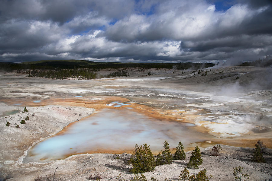 Hotsprings And Stormclouds In Norris Photograph by Bill Coster - Pixels