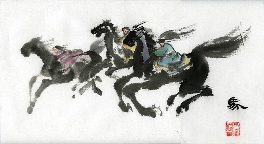 Hourse Racing Painting by Ping Yan