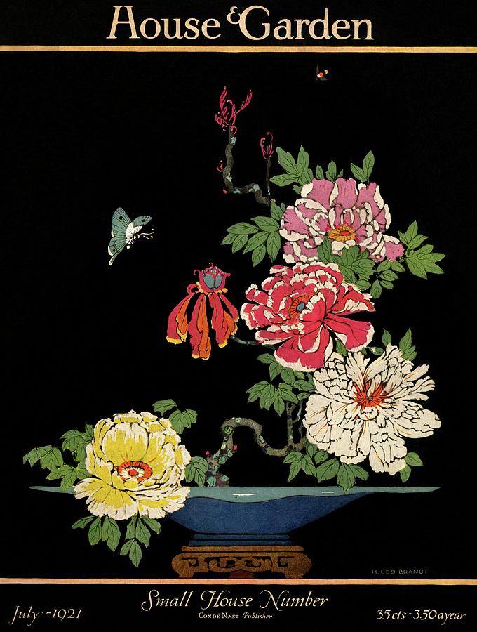 House & Garden Cover Illustration Of Peonies Photograph by H. George Brandt
