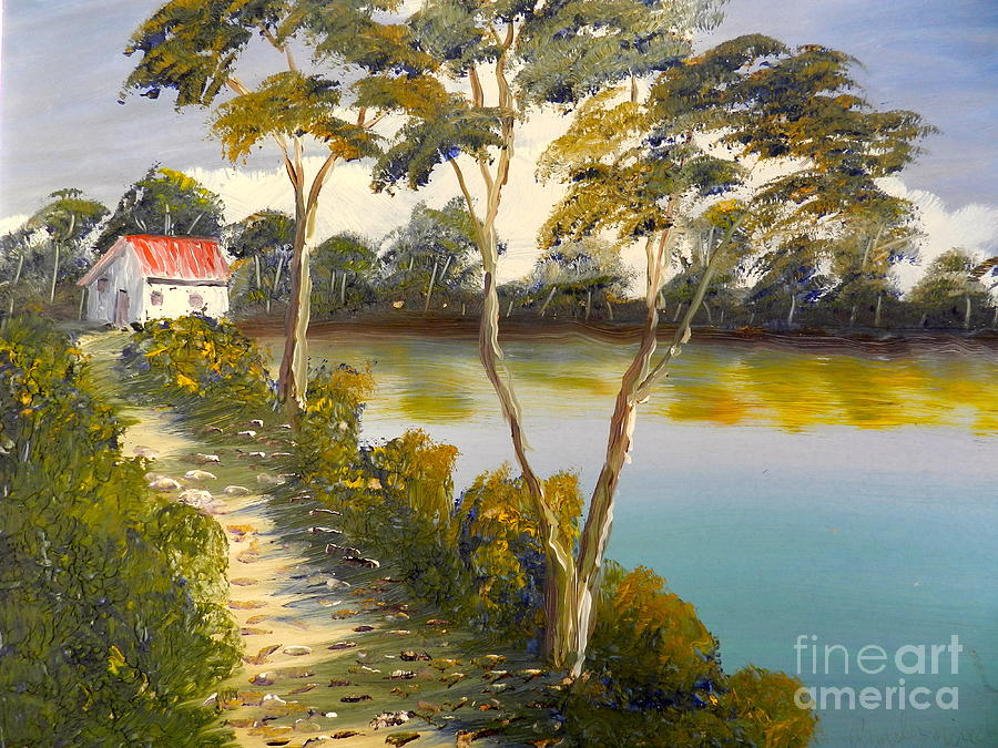 House By The Lake Painting