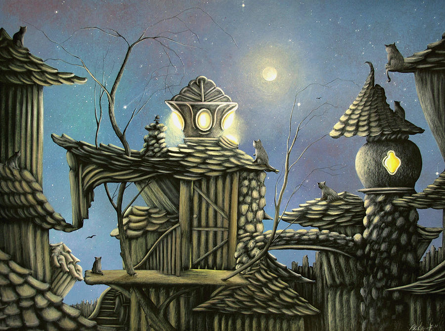 House Cats. Fantasy Cottage Fairytale Art By Philippe Fernandez ...