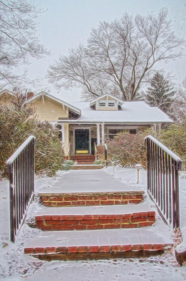 House During Winter Snowfall at Sayen Gardens Photograph by Beth Venner