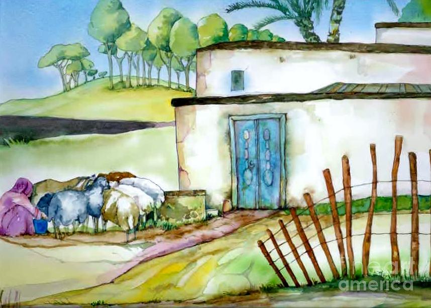 House from Foxy Tales 2 Painting by Donna Acheson-Juillet